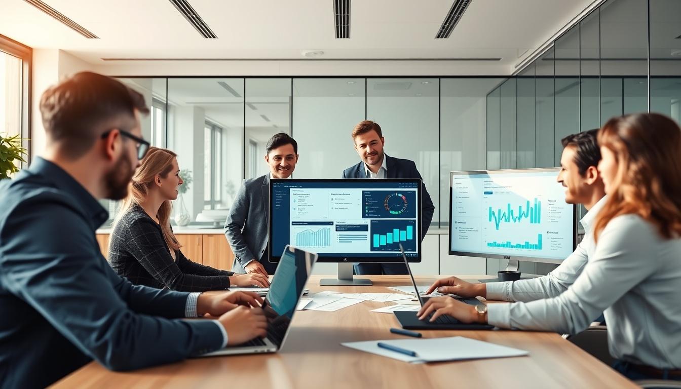 AI software company team and business technology strategy
